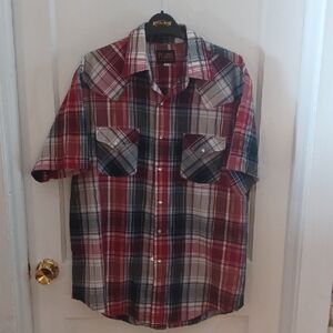 Westetn Plaid Men's Shirt Mens Size Large Pearl Snaps